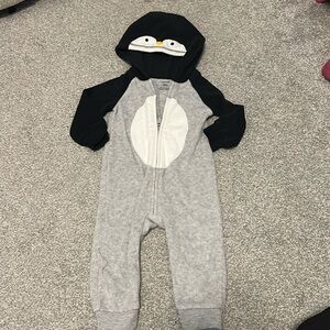 Carters penguin fleece one piece 12 months